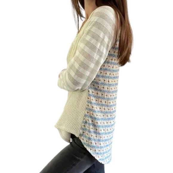 Anthropologie One September Sweater Cream Knit 3/4 Sleeve Blouse Size Small - Picture 2 of 7